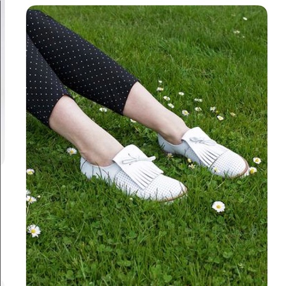 Leather White Fringe Lace Loafers 38 - Picture 1 of 8